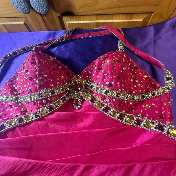 📌Tony Bowls LeGala Beaded Hot Pink Mermaid  Prom - Pageant - Formal Dress - Picture 12 of 16